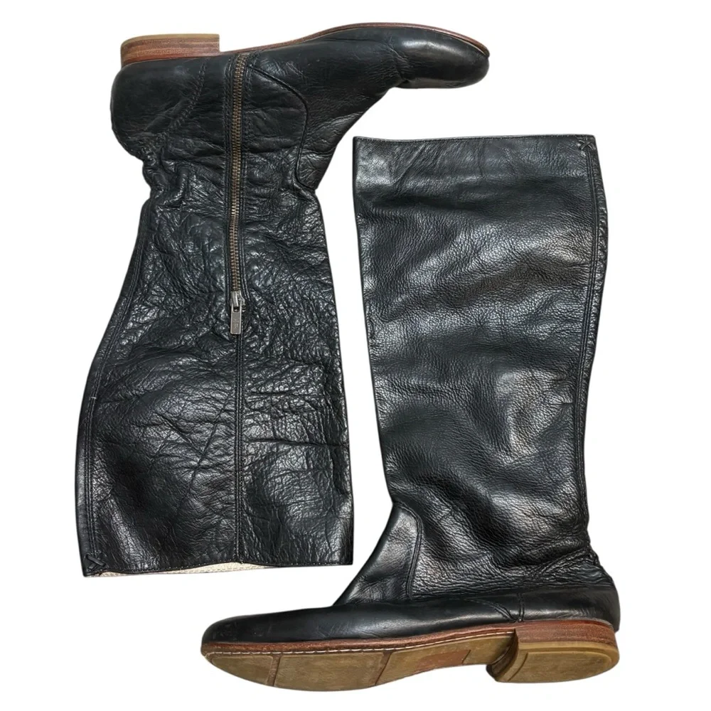 Frye Jillian pull on riding Boots Black Leather Women's size 8.5